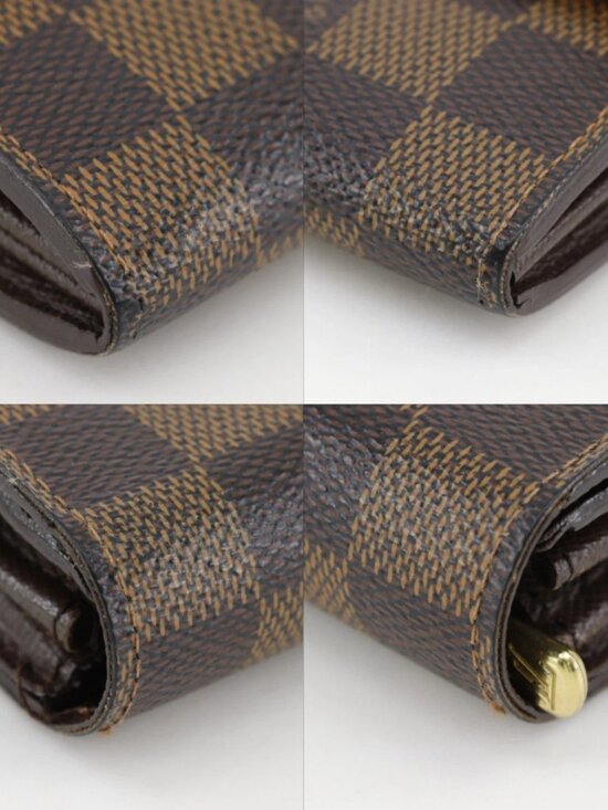 Auth LOUIS VUITTON Damier Ebene Portefeuille Sarah N61734  LOUIS VUITTON Portefeiulle Sarah Purse N61734 Brown Damier canvas unisex main image 1